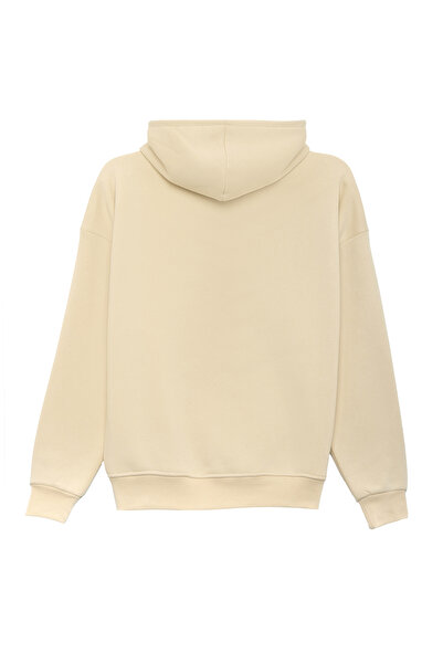 THE RULE Hanorac pentru bărbați supradimensionat croială largă Bumbac 3 fire Ş cu căptușeală din fleece Textura moale B basic Bej K cu glugă