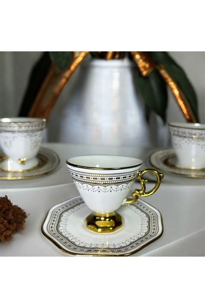 Kosova Porselen Ayaklı Fincan Takımı 6lı 90 cc (RSY-245)