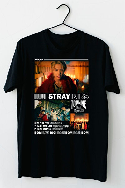 barsdepo Tricou TOPLINE STRAY KIDS cu imprimeu , supradimensionat Tricou unis...