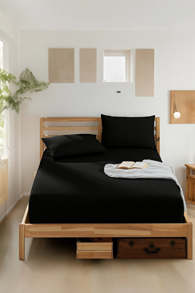 Madame Home Set cearșafuri elastice negre 100*200/120*200 160*200/180*200 țesătură Akfil