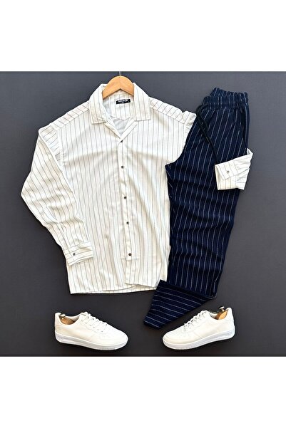 THEGENTMAN Комплект панталон с риза от крепиран плат