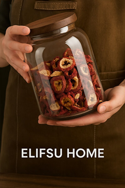 ELİFSU HOME Glass Jar with Bamboo Silicone Lid (500ml 800ml 1100ml)