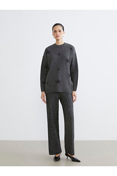 LC Waikiki Bisiklet Yaka Yıldız Desenli Kadın Triko Tunik