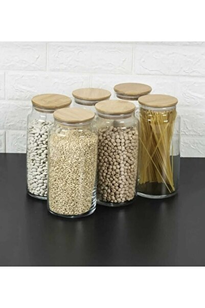 ELİFSU HOME Glass Jar with Bamboo Silicone Lid (500ml 800ml 1100ml)