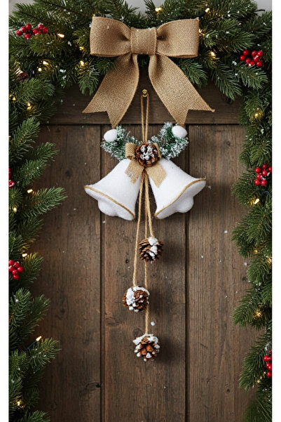 Kokoş Parti Yılbaşı Çan ve Kozalaklı Kapı ve Vitrin Süsü