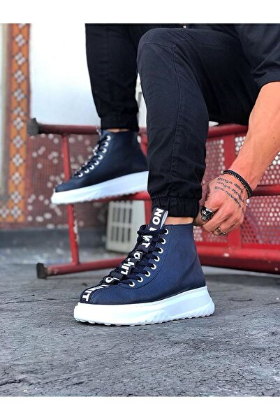 Mhoda Shoes Rlx03 Men's Sports Casual Lace-Up Leather Boots Cbt - Navy Blue