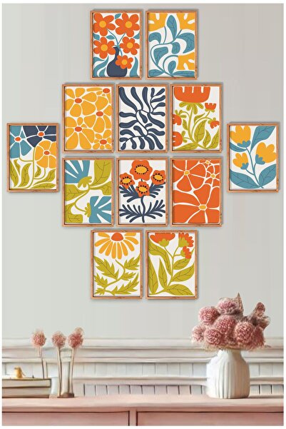 UNT Modern Floral Design 12-Piece Wall Painting Set – Colorful Floral Decoration