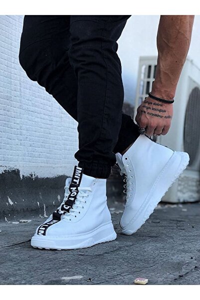 Mhoda Shoes Rlx03 Men's Sports Casual Lace-Up Leather Boots Cbt - White