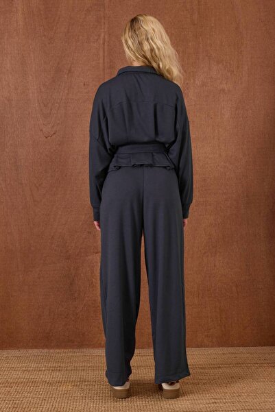 CELITA Women's Belted Zippered Jacket & Oversized Pants Bottom-Top Set