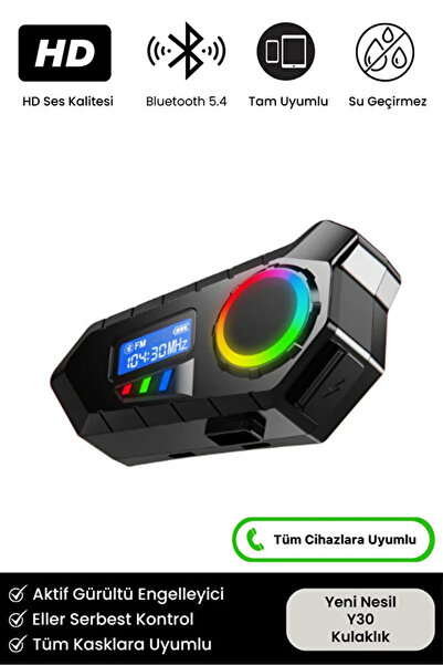 KAZEMTECH Y30 Intercom Motorcu Interkomu /Radyo / BT 5.4 / Motosiklet Kask Kulaklık Interkom