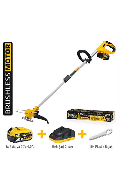 AKÜLÜ ÇİM KENAR KESME 20V 1*4.0 Ah (KÖMÜRSÜZ MOTOR)