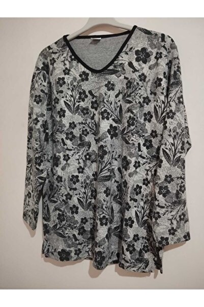 anne moda ankara Χειμερινή, με σχέδιο, 95% βισκόζη, λαιμόκοψη σε σχήμα V, μαλακή μπλούζα