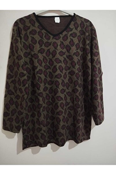 anne moda ankara Winter, Patterned, 95% Viscose, V-Neck, Soft Blouse