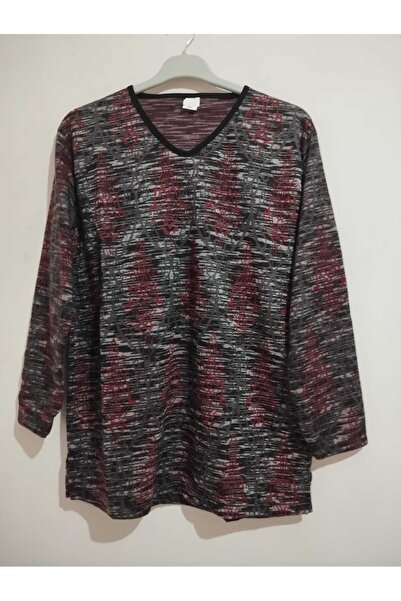 anne moda ankara Winter, Patterned, 95% Viscose, V-Neck, Soft Blouse