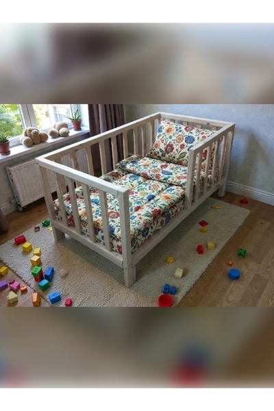 FH Tasarım Montessori Ahşap Bebek Ve Çocuk Yatak Karyola El İşciliği Sunta Ko...