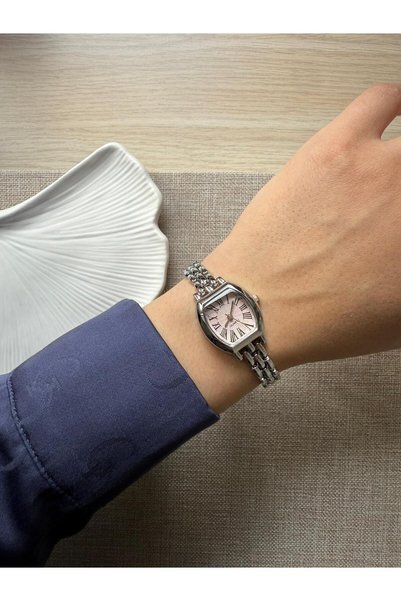 rubsey Retro Minimal Metal Cord Vintage Women's Wristwatch Inside Pink
