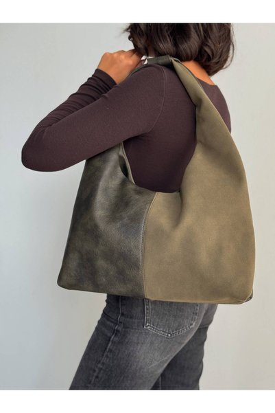 KIRASE Women's Suede Wide Large Size Shopper Shoulder Bag and Handbag