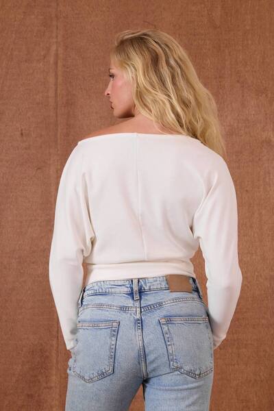 CELITA Women's One Shoulder Elastic Waist Long Sleeve Blouse