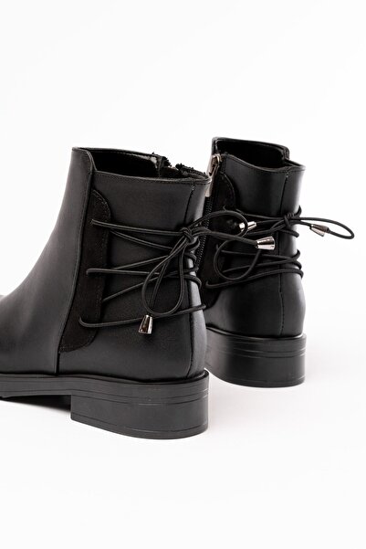 Zerenyus Zri̇n165-209 Premium Black Back Lace-Up Zippered Casual Women's Boots