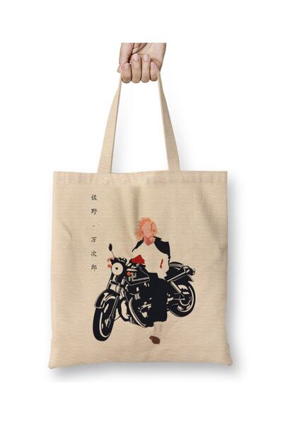 Toyaso حقيبة تسوق من القماش الأبيض من طوكيو ريفينجرز بمقبض طويل وحقيبة للشاطئ