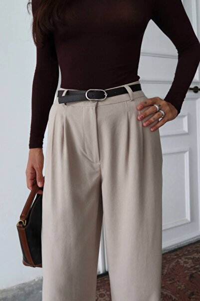 MAXXANA Belted Polyviscon Palazzo Trousers