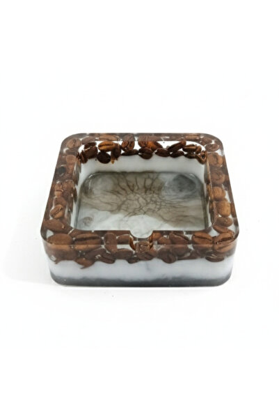 RESINO Gerçek Kahve Çekirdekli El Yapımı Epoksi Küllük - Modern Ve Şık Tasarım