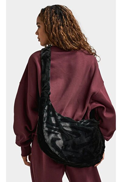 Nike Women's Handbag Faux Fur Slouchy Bag Beige Women's Bag Spacious Women's Handbag 19 Liters Plush Women's Bag