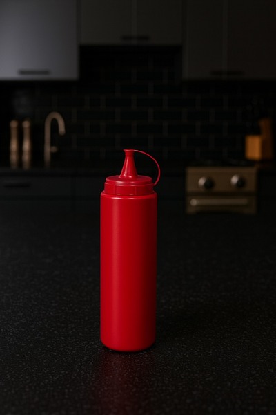 PEARSTORE Plastik Yağlık Sosluk Şişesi 700 Ml 4Lü Kırmızı Yağdanlık,Sosluk Ke...