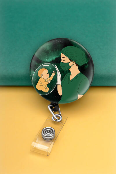 Apptakı Kadın Doğum Ebe Metal Buton Yoyo Yaka Kartığı Kart Tutucu Yoyo Kartlı...