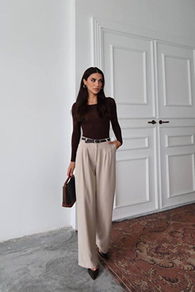 MAXXANA Belted Polyviscon Palazzo Trousers
