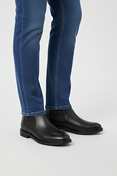 DeepSEA Men's Black Genuine Leather Fur Lined Non-Slip Sole Men's Boots – Warm, Durable & Stylish 2509987