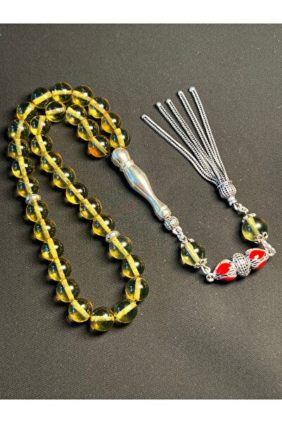 Erbab i Kehribar Sertifikalı Karayip Kehribar Tesbih - Gümüş Püskül Tasarım