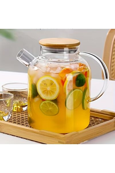 Generic Large glass teapot with bamboo lid