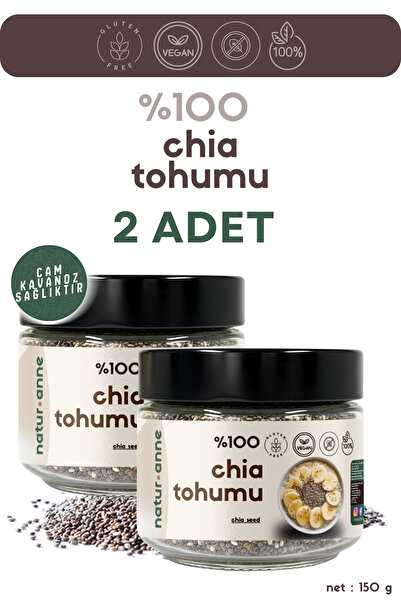 NATURANNE Chia Tohumu 2 Adet 150 gr Cam Kavanoz - Doğal , Katkısız , Koruyucu...