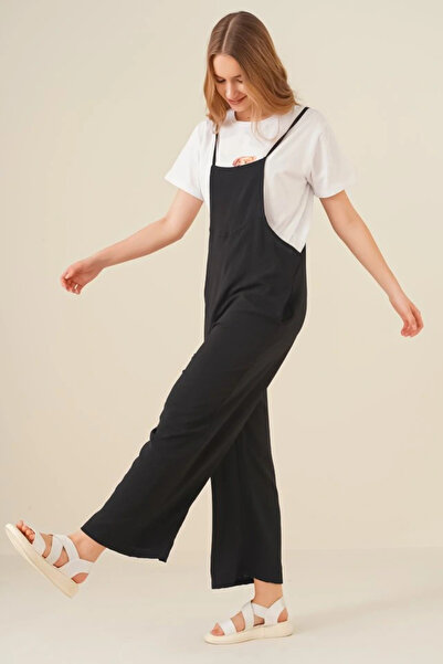 nedo7 7019 Strappy Gardener Overalls - Black