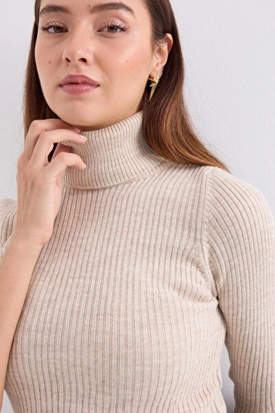 nedo7 10311 Turtleneck Knitwear Sweater - Stone