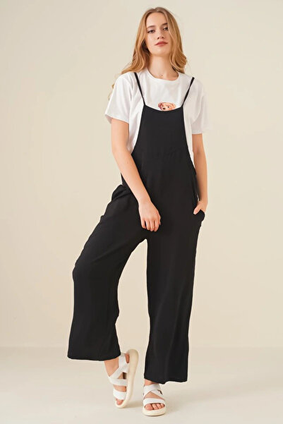 nedo7 7019 Strappy Gardener Overalls - Black