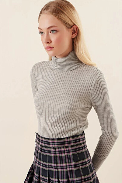 nedo7 10311 Turtleneck Knitwear Sweater - Gray