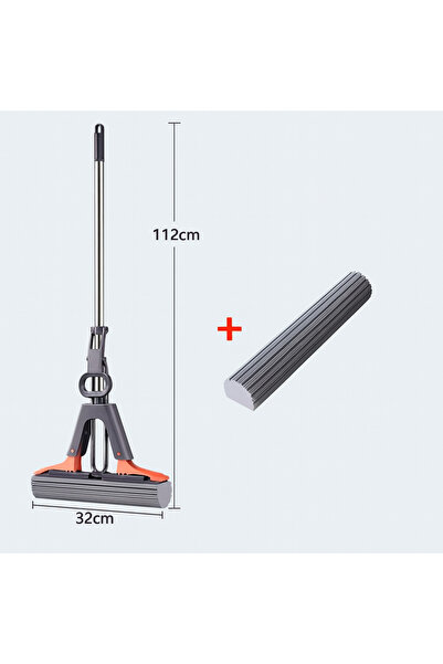 GENERAL Stainless steel sponge floor mop with handle + replacement sponge | Width 32 cm - Length 112 cm