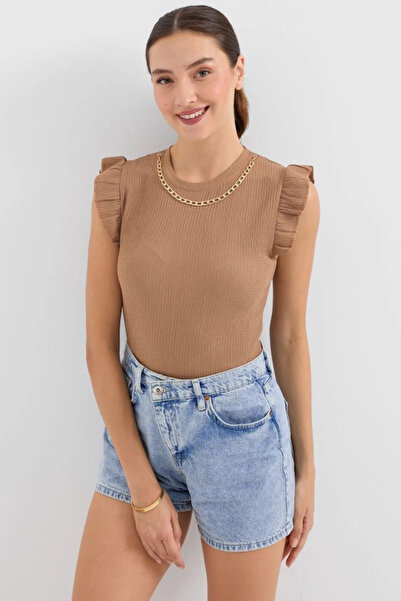 nedo7 0430 Knitted Blouse - Camel