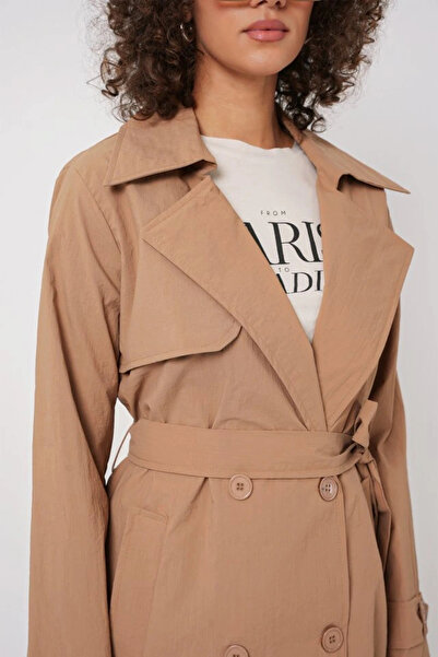 nedo7 5938 Double-Breasted collar trench coat - camel