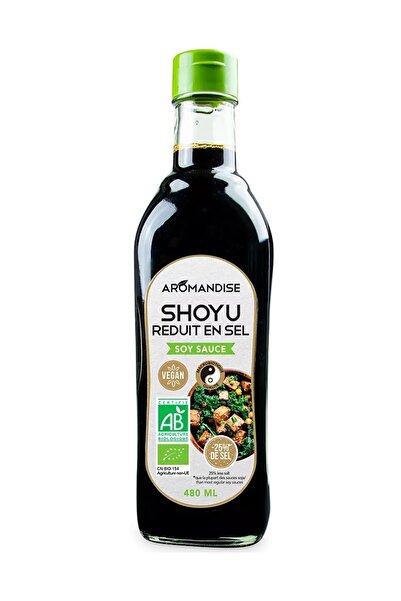 Aromandise Sos de soya Shoyu cu continut redus de sare bio 480 ml,