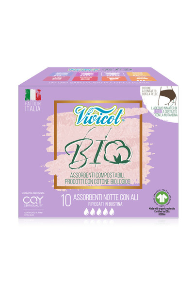 Vivicot Absorbante de noapte din bumbac bio, hipoalergenic, compostabil (10 b...