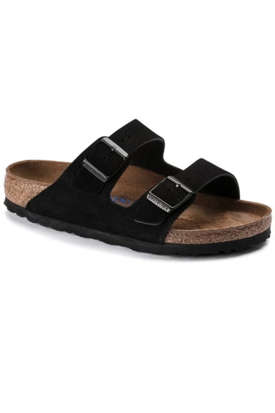 Genenic men's and women's cowhide suede soft-soled Arizona double-button slippers