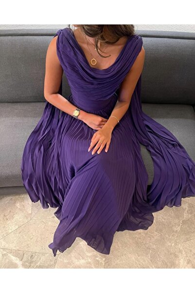 Generic "Violet Nights" silk dress with draping