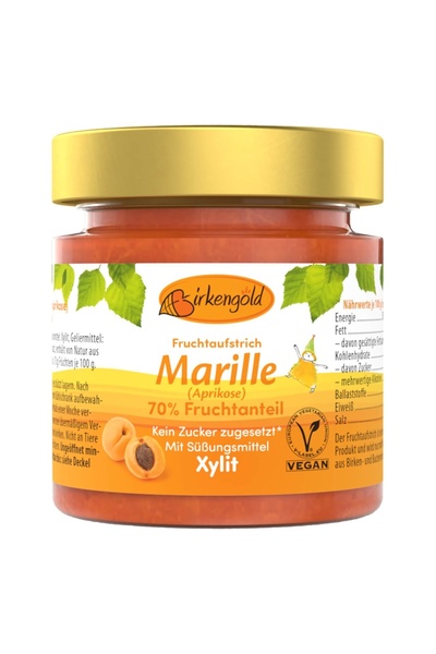 Birkengold Gem de caise fara zahar, indulcit cu Xylitol, 200g,