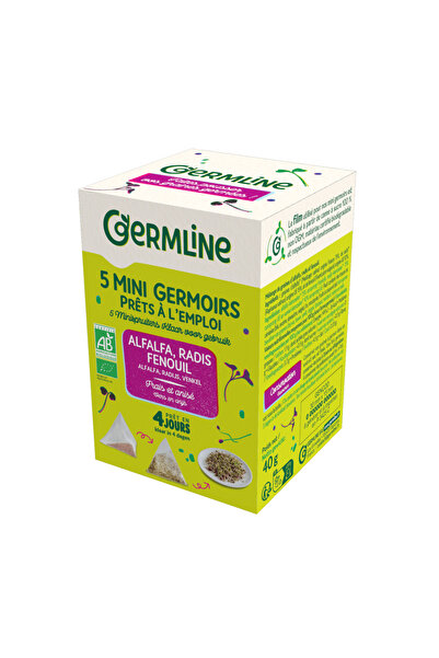 Germline Mini germinatoare cu seminte de alfalfa, ridiche si fenicul, bio, 5 bucati x 8g, 40g,