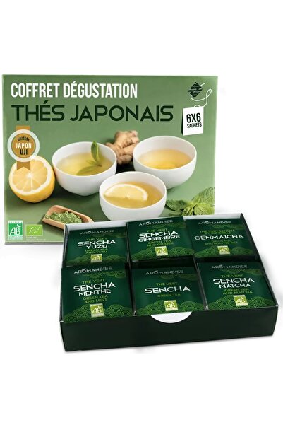 Aromandise Κουτί γευσιγνωσίας με 6 είδη βιολογικού ιαπωνικού τσαγιού, 36 φακε...