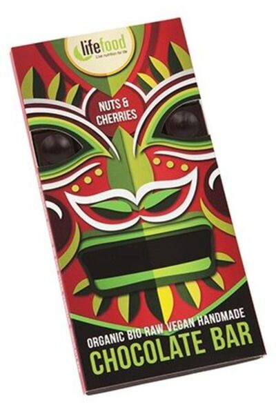 LifeFood ciocolata cu nuci si cirese raw 70g