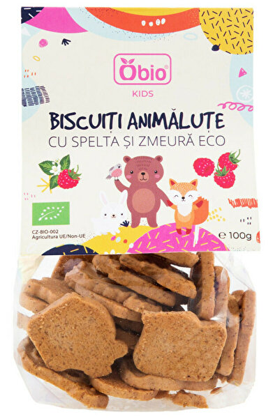 OBİO Biscuiti animalute cu spelta si zmeura bio100g